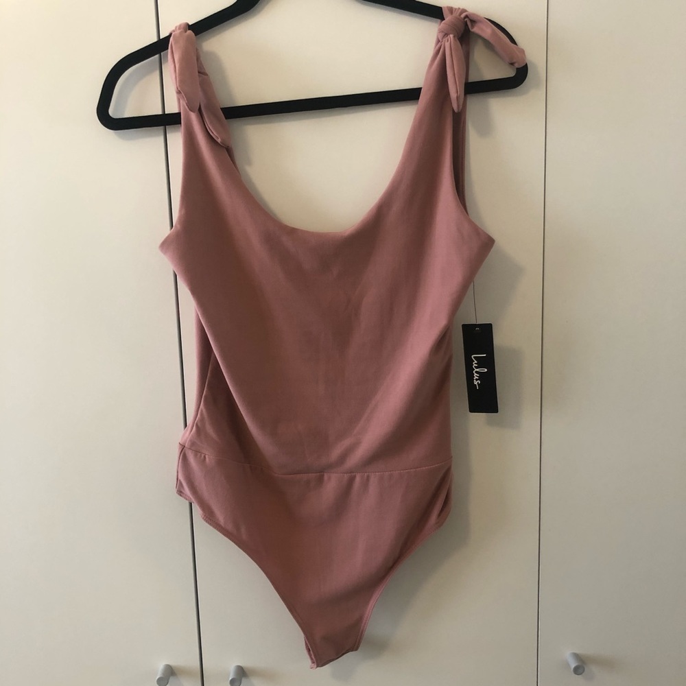 Lulus Pink Tie-Strap Bodysuit NWT